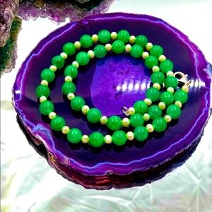 Genuine Jade Pearl Necklace New .925 SS clasp